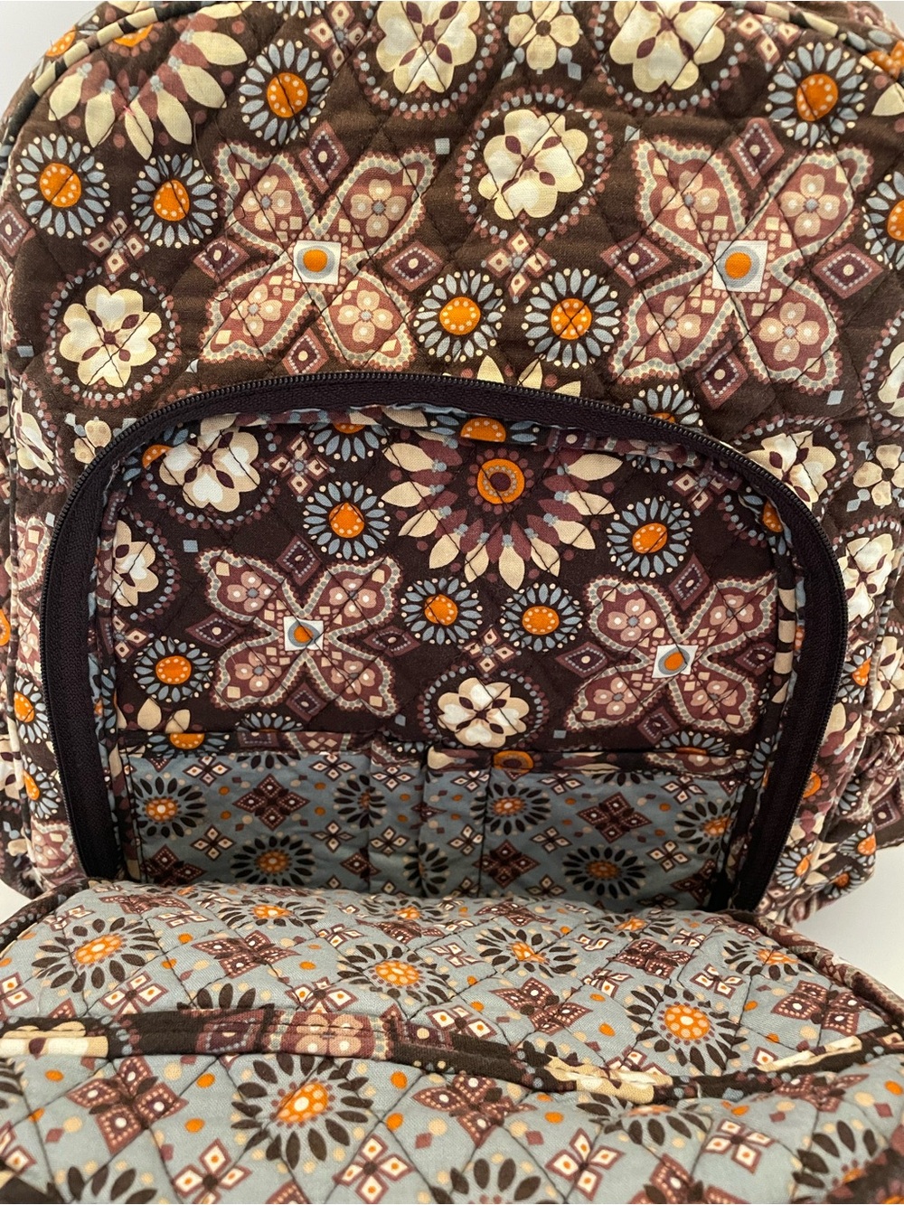 Vera Bradley Canyon Campus Backpack Retired Brown Floral Quilted Travel School - Picture 6 of 16